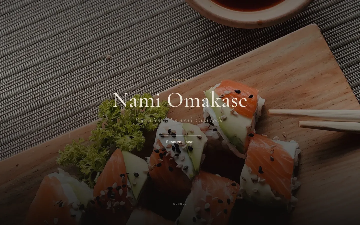 Captura de la web de Nami Omakase · restaurante japonés